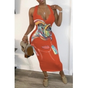 Lovely Street Print Jacinth Mid Calf Dress