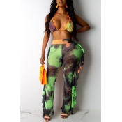 LW Plus Size Tie-dye Flounce Design Bikini Set