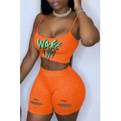 lovely Sportswear Letter Print Croci Two-piece Sho