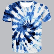 Men lovely Street O Neck Tie-dye White T-shirt