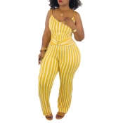 lovely Stylish Striped Yellow One-piece Jumpsuit
