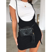 lovely Trendy Lace-up Black Skirt