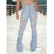 lovely Street Broken Holes Baby Blue Jeans