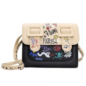lovely Chic Letter Print Black Messenger Bag
