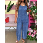 lovely Leisure Basic Deep Blue Denim One-piece Jum
