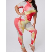 lovely Stylish Tie-dye Multicolor Plus Size Two-pi