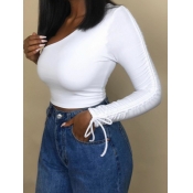 LW BASICS Street One Shoulder Fold Design White T-