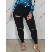 LW Trendy Broken Holes Black  Jeans