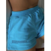 lovely Casual Letter Blue Shorts