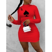 Lovely Street Backless Print Red Mini Dress