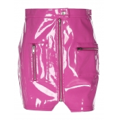 lovely Trendy Zipper Design Pink Skirt