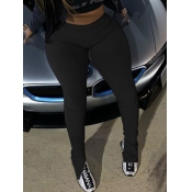 LW Plus Size Fold Design Skinny Black Pants