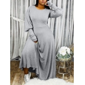 LW Puff Sleeve Gradient Loose Dress