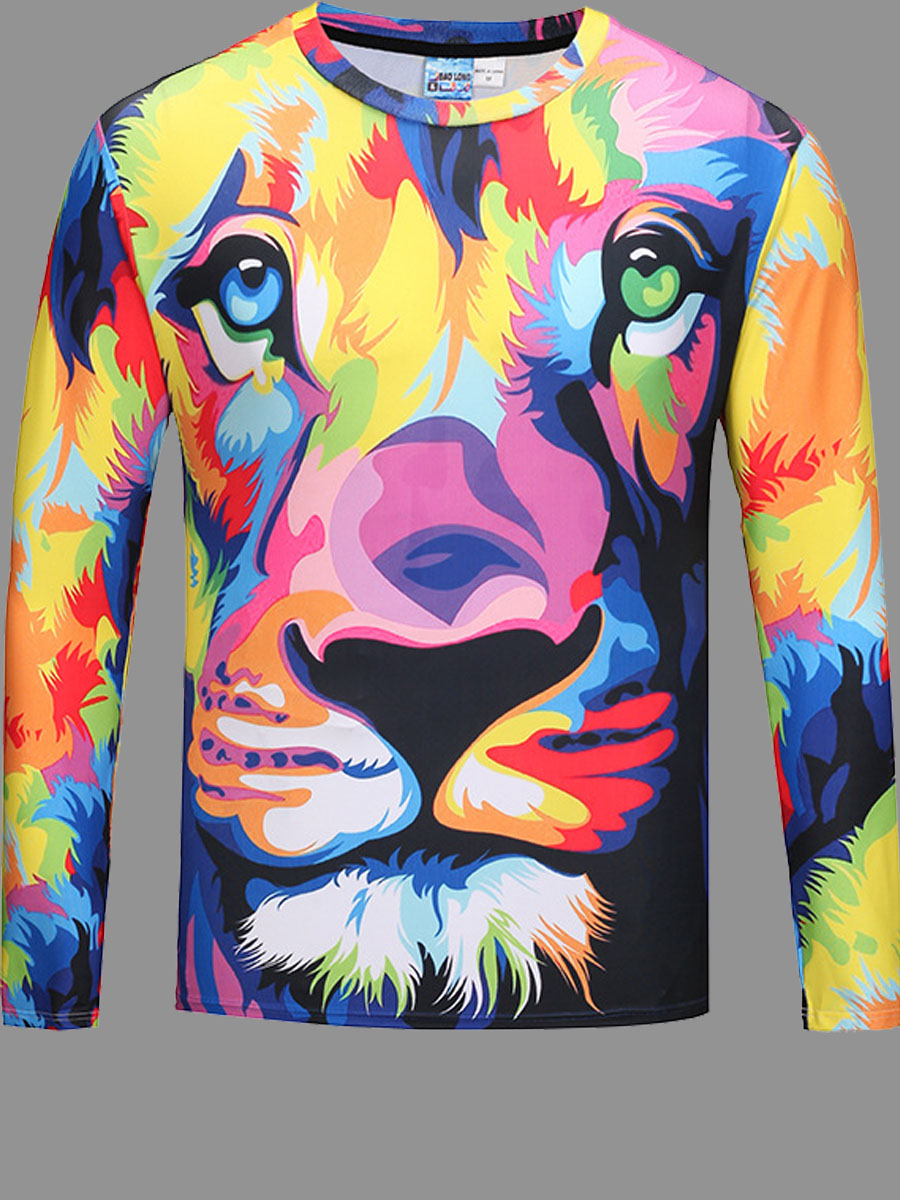 

Lovely Men Casual O Neck Animal Print Multicolor T-shirt, Multi