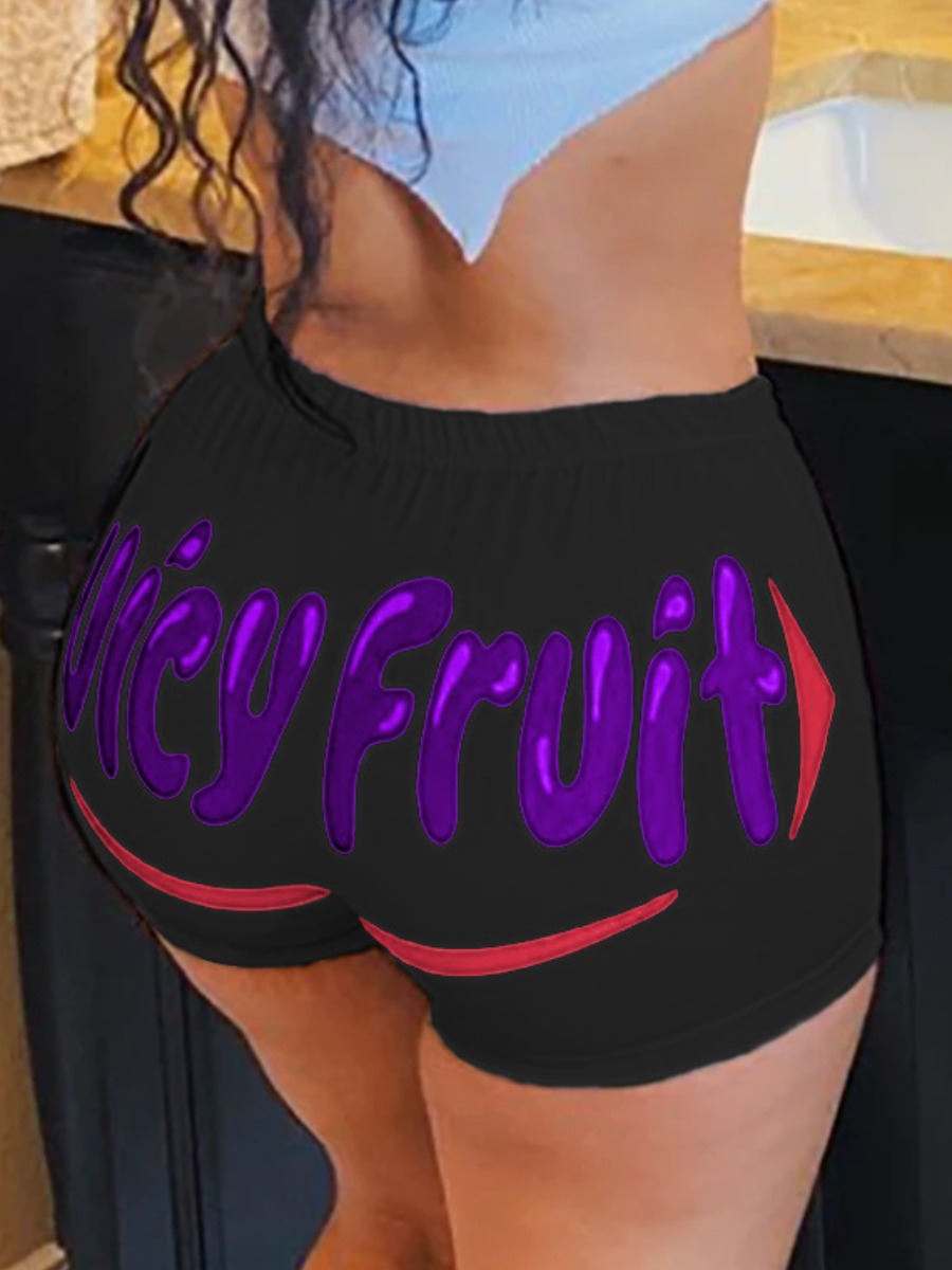 LW Casual Letter Purple Shorts