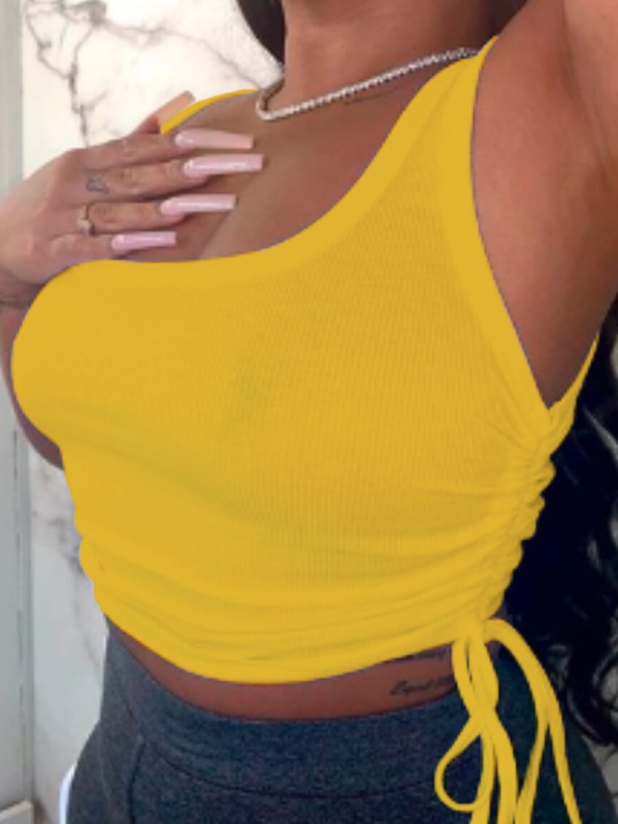 

Lovely Sexy Drawstring Yellow Camisole