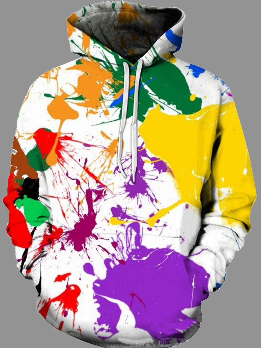 

Lovely Men Street Hooded Collar Graffiti Print Multicolor Hoodie, Multi