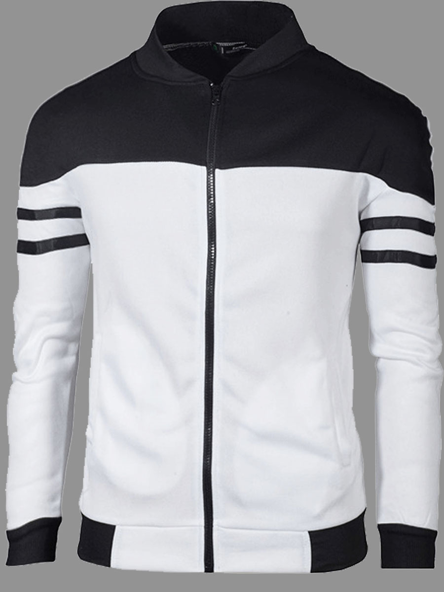 

lovely Sportswear Turndown Collar Patchwork Black Hoodie