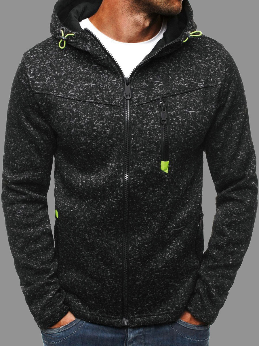 

Men lovely Sportswear Hooded Collar Zipper Design Grey Black Hoodie