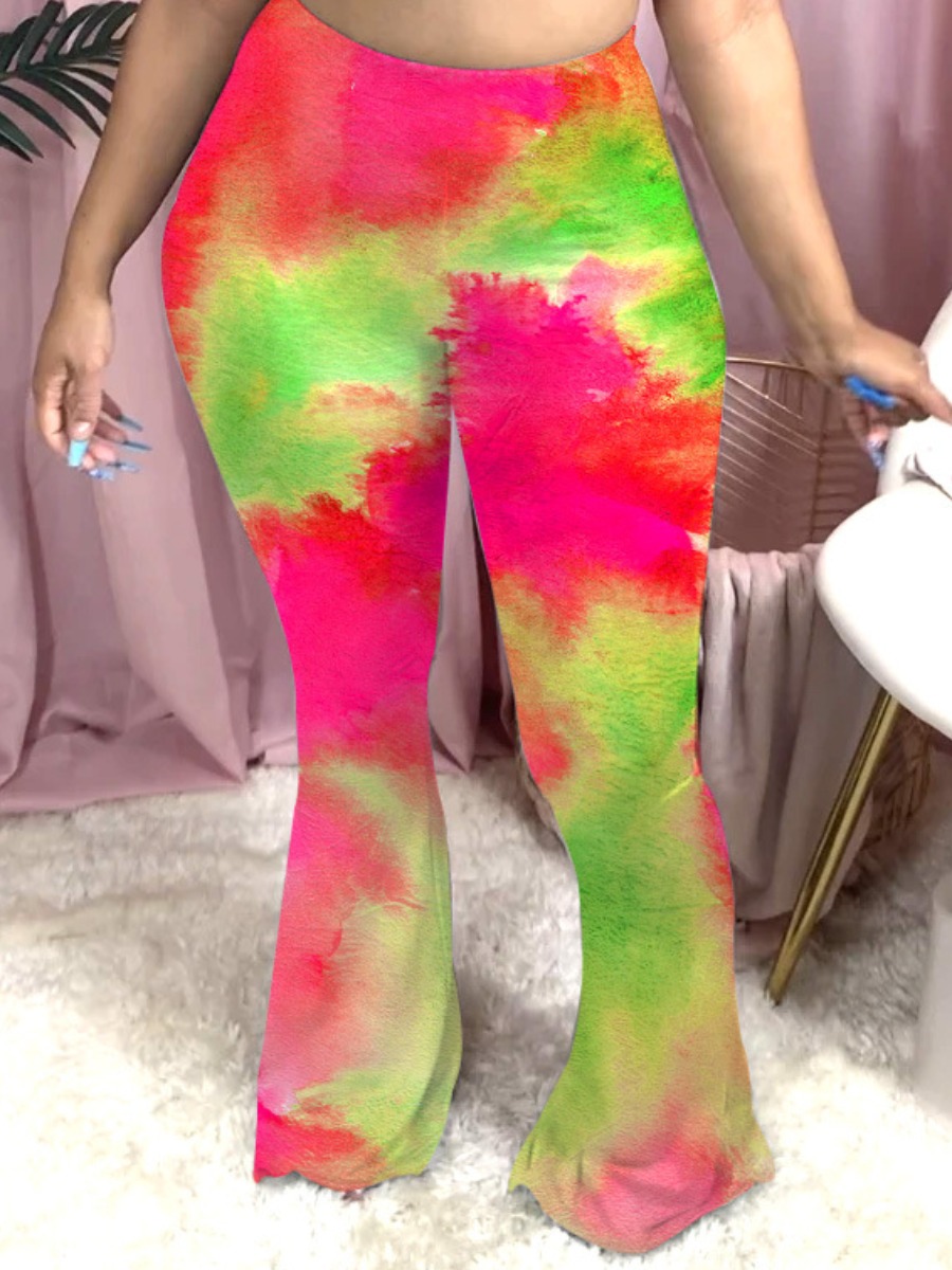 

lovely Street Tie-dye Rose Red Plus Size Pants