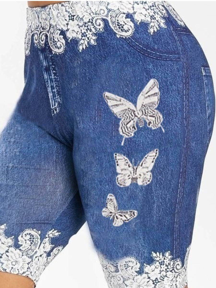 

lovely Sportswear Butterfly Print Blue Shorts