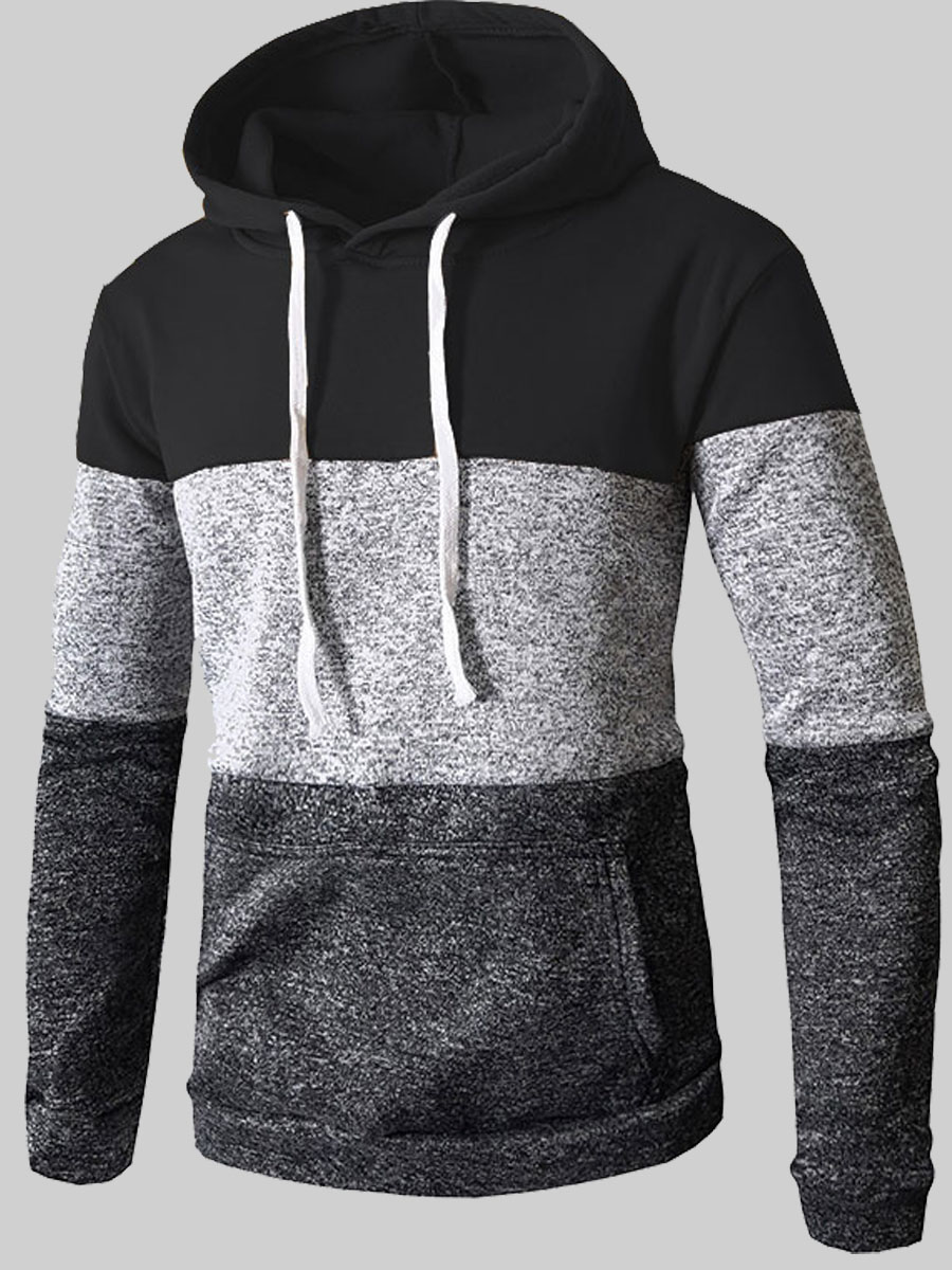 

lovely Sportswear Hooded Collar Patchwork Black Men Hoodie