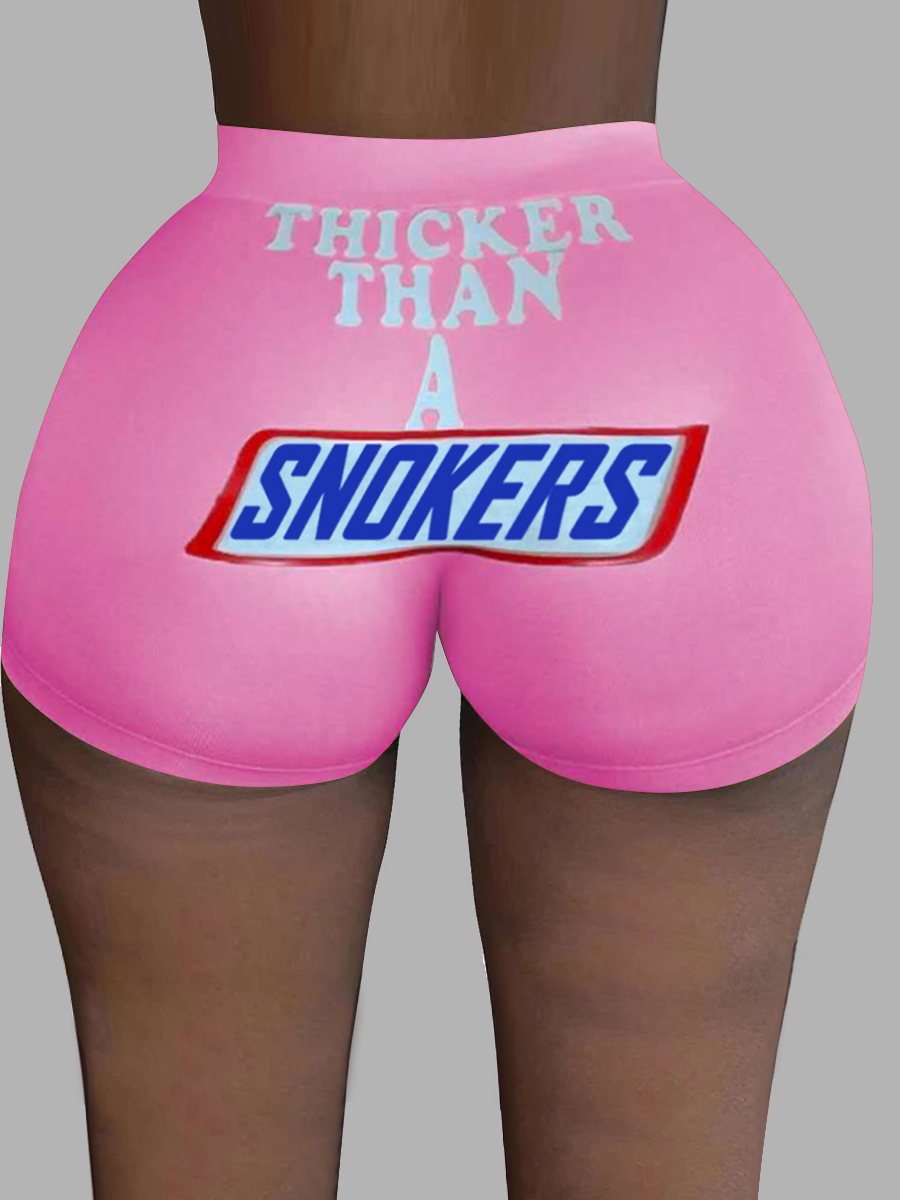 

lovely Sportswear Letter Print Pink Shorts