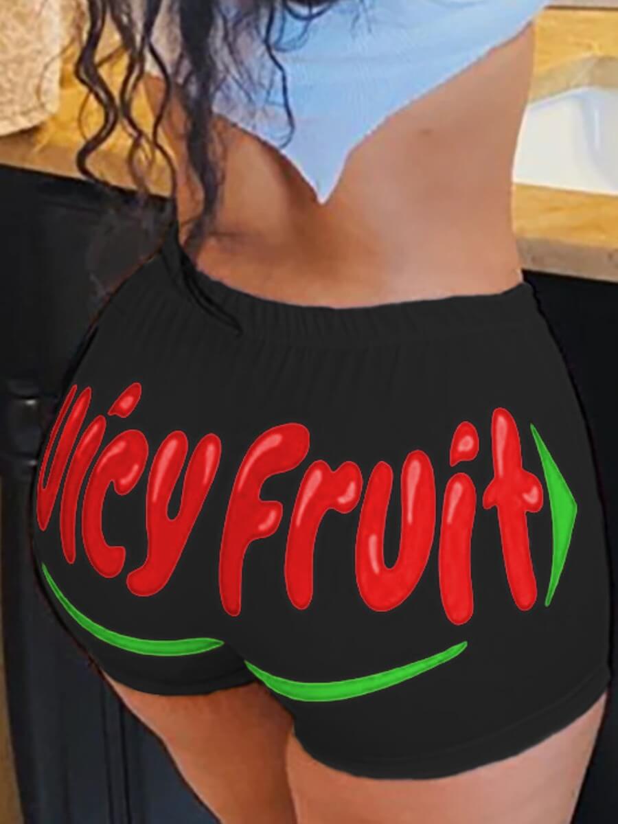 LW Casual Letter Red Shorts