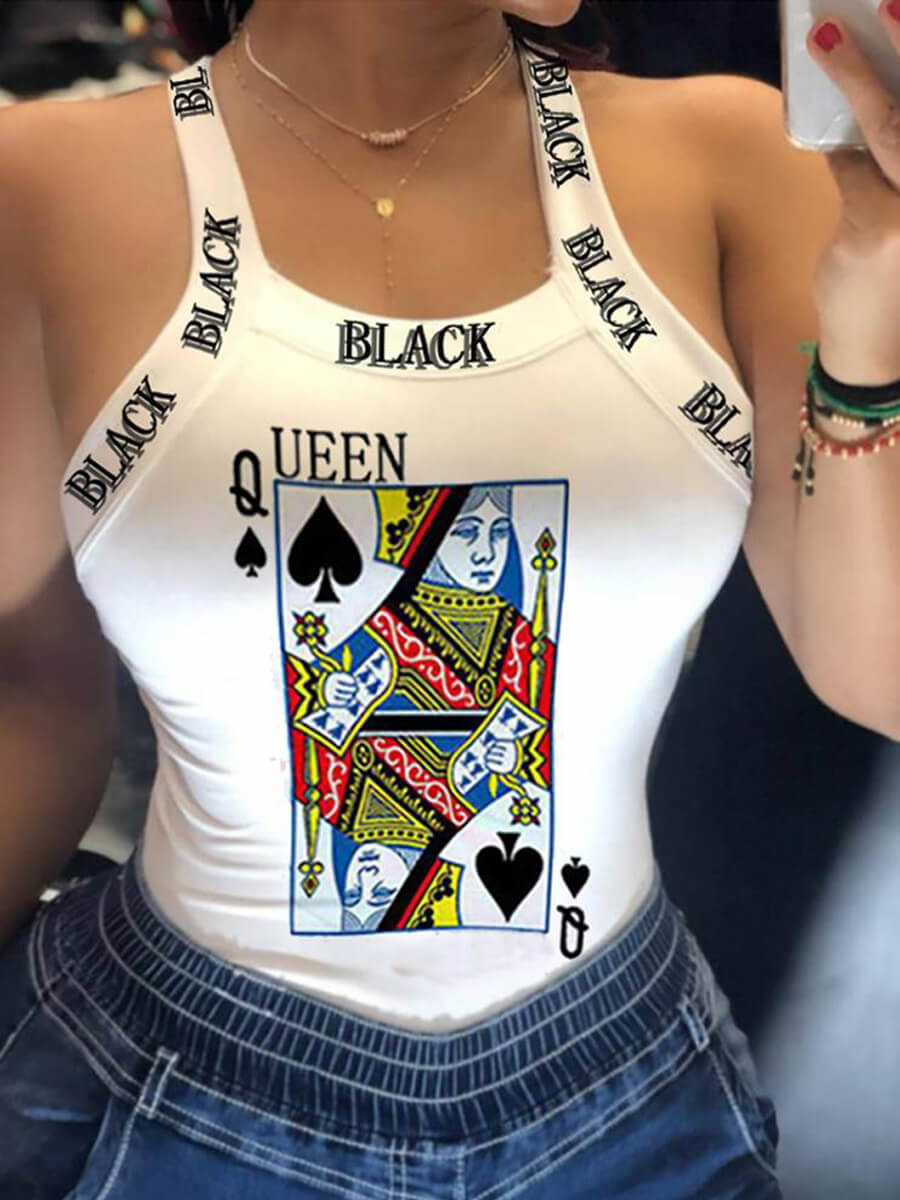 

Lovely Casual Print White Camisole