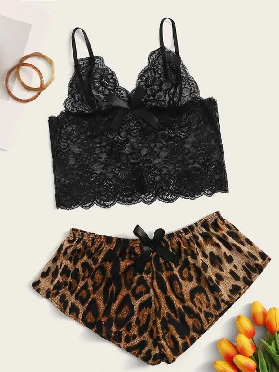 

lovely Sexy Lace Patchwork Black Sleepwear