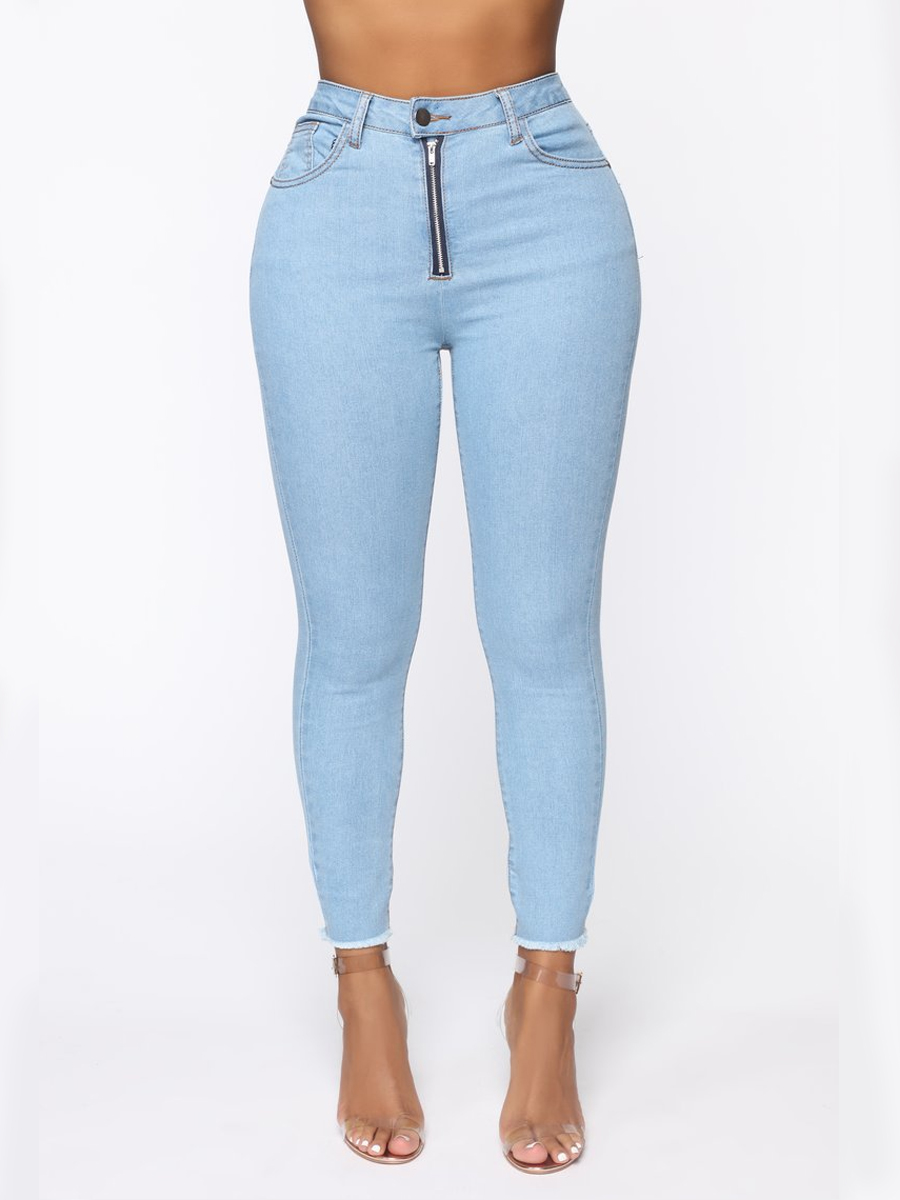 

lovely Trendy Zipper Design Skinny Black Jeans