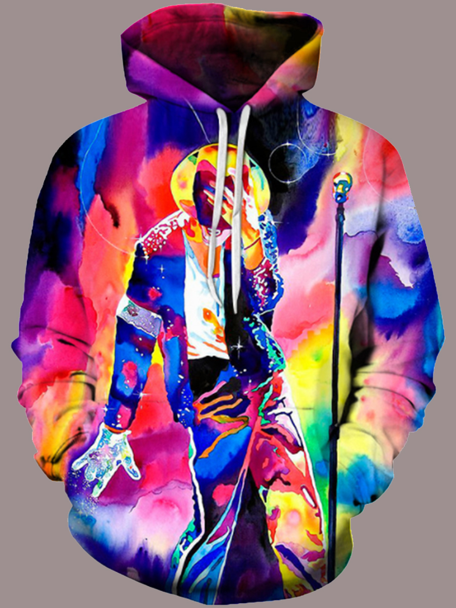 

lovely Leisure Hooded Collar Print Black Men Hoodie