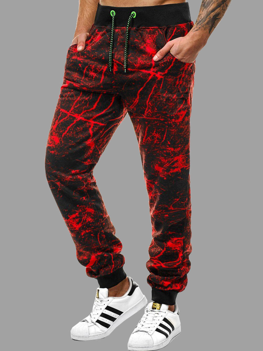 

lovely Casual Print Red Men Pants