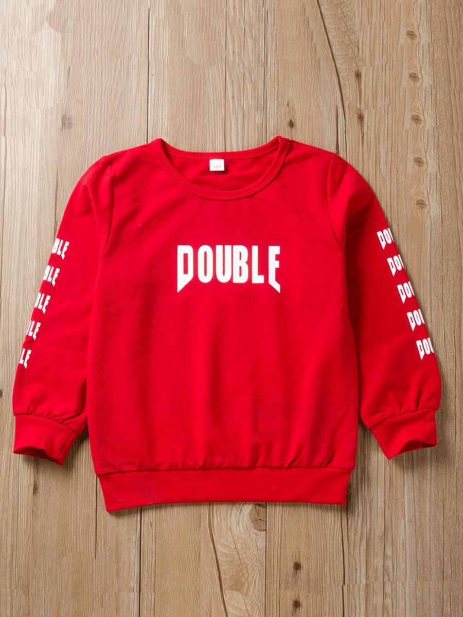 

lovely Casual O Neck Letter Print Red Girl Hoodie