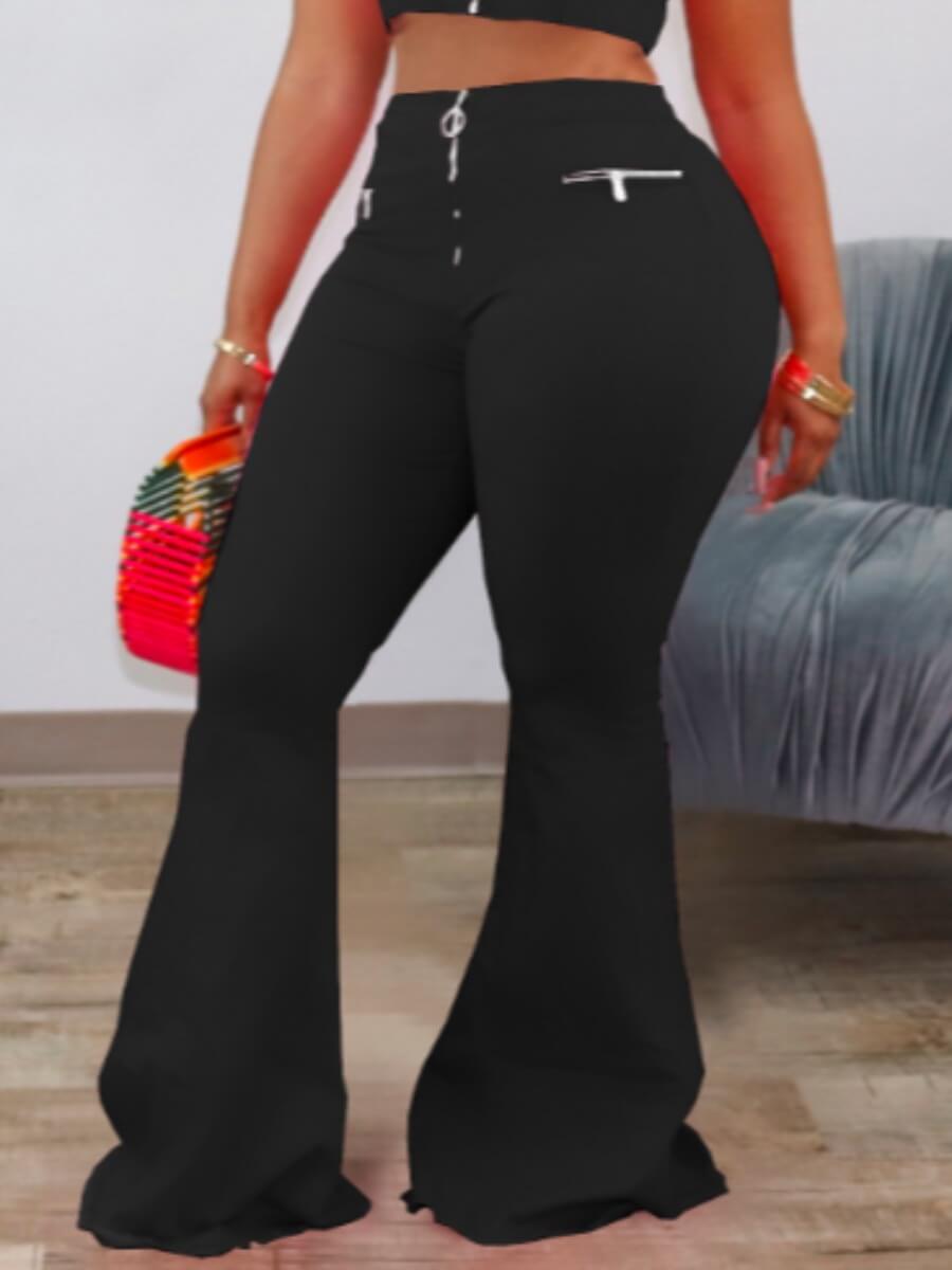 

Lovely Street Zipper Design Black Pants