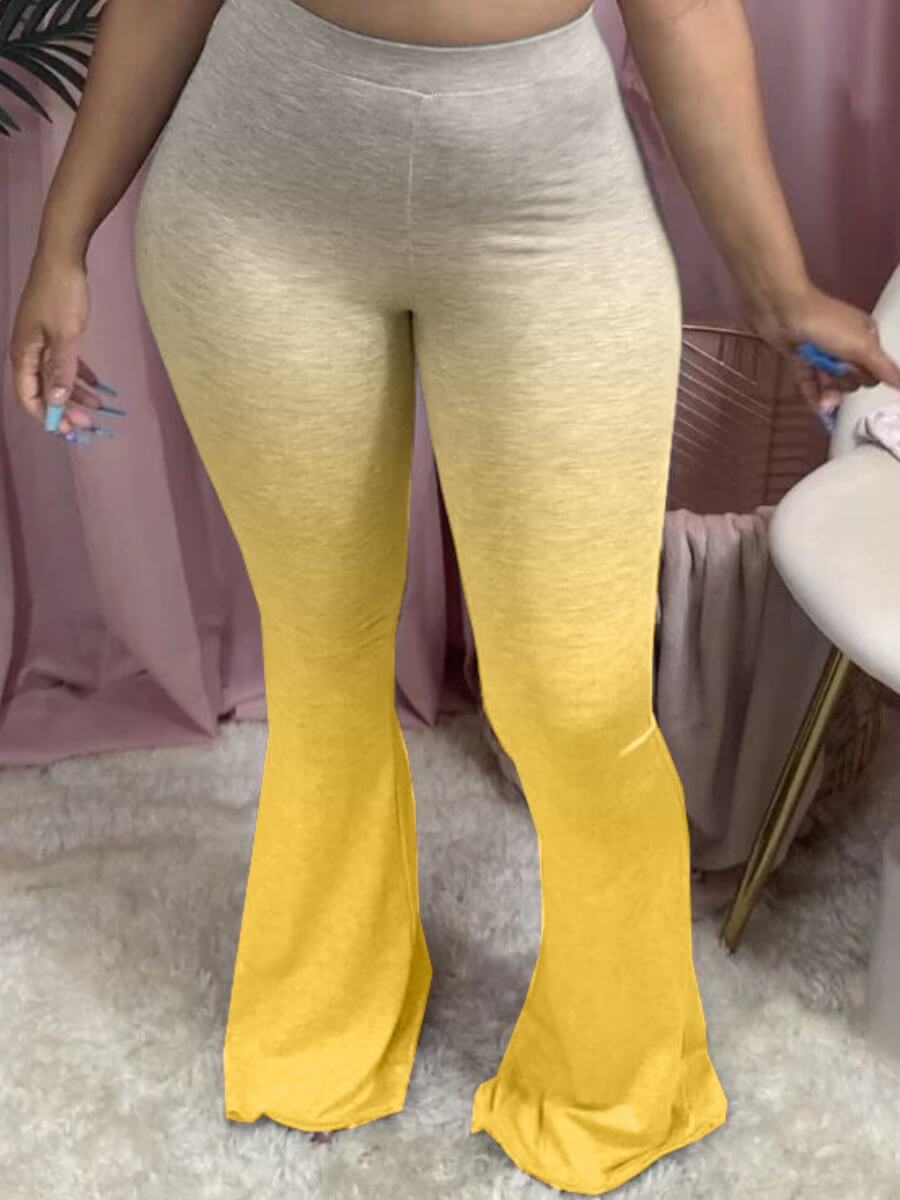 

Lovely Street Gradient Flared Yellow Plus Size Pants