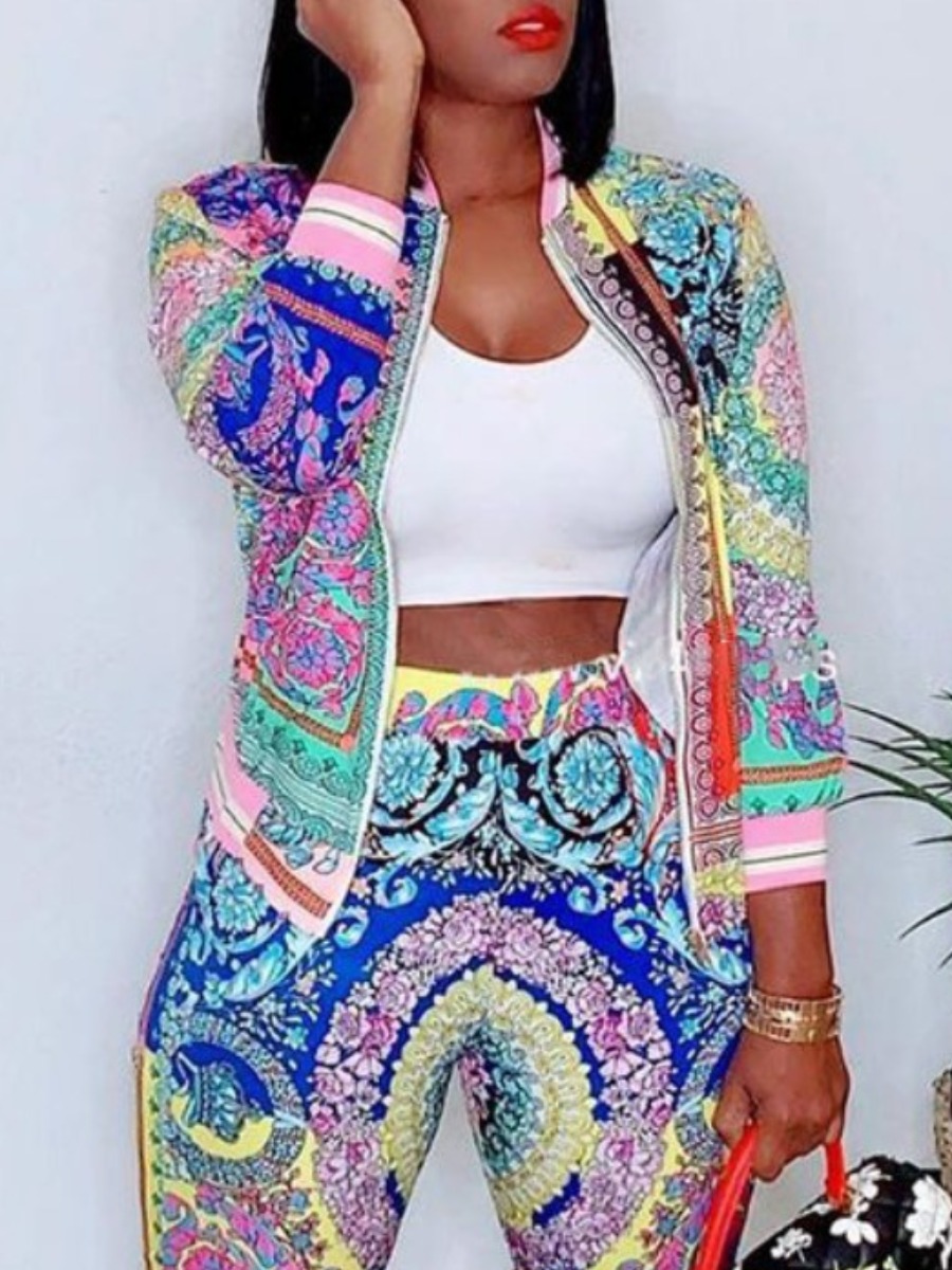 

lovely Sportswear Zipper Design Print Silver Jacket