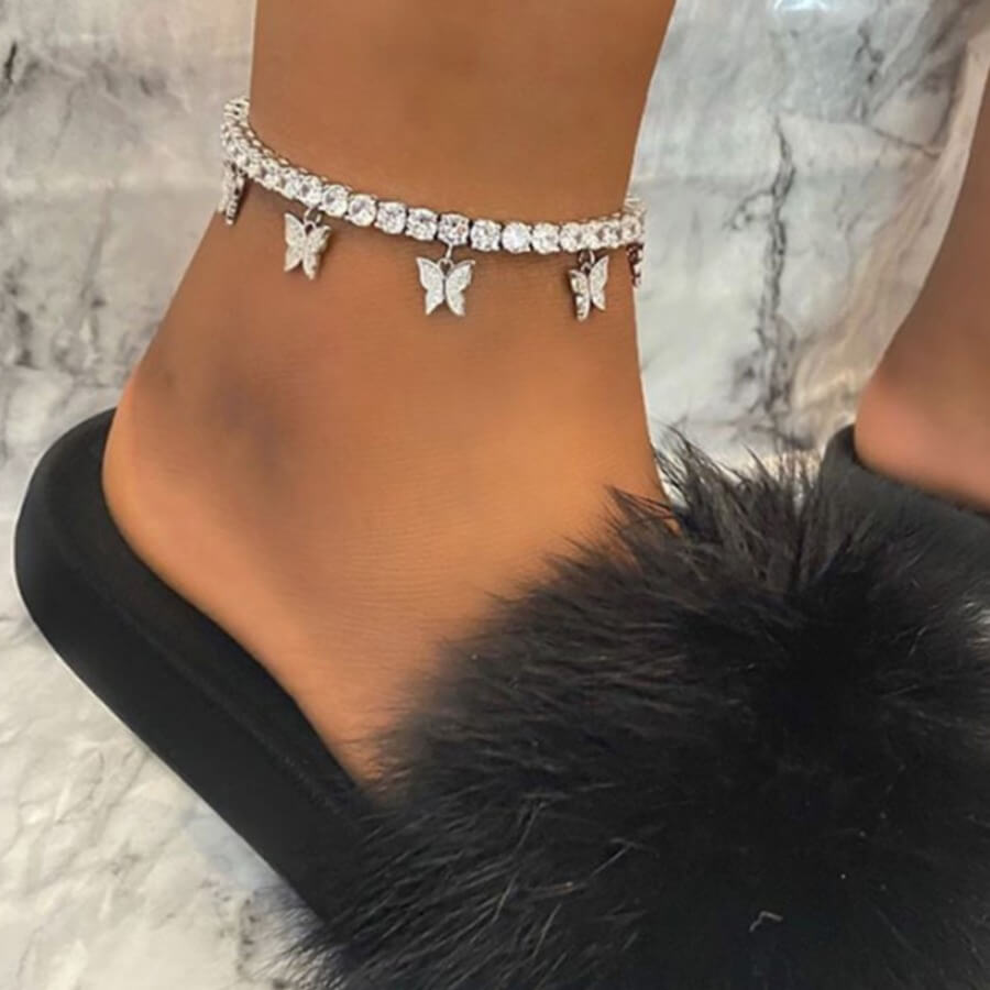 

LW Butterfly Decoration Anklet, Silver