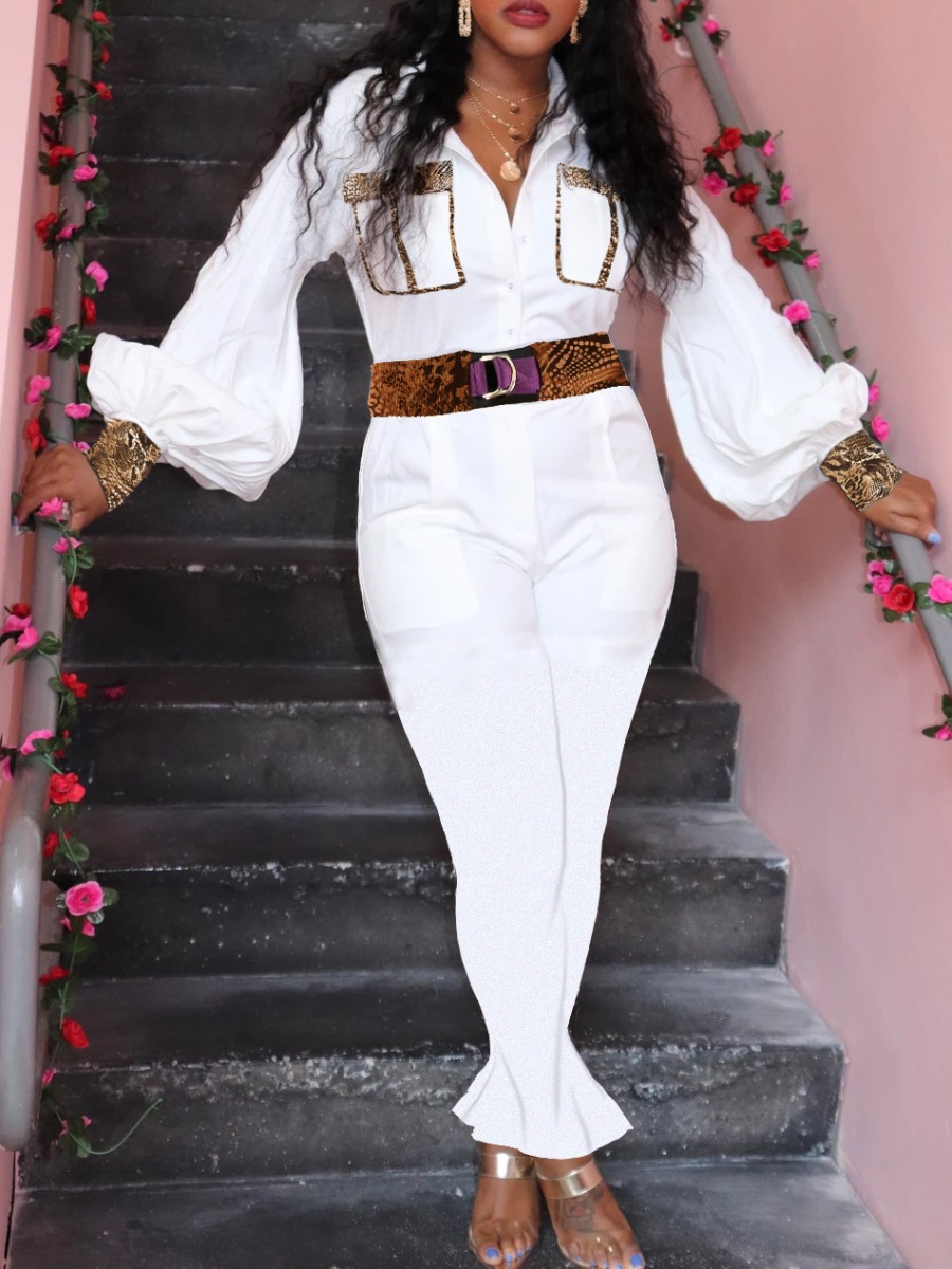 

lovely Trendy Patchwork White One-piece Jumpsuit