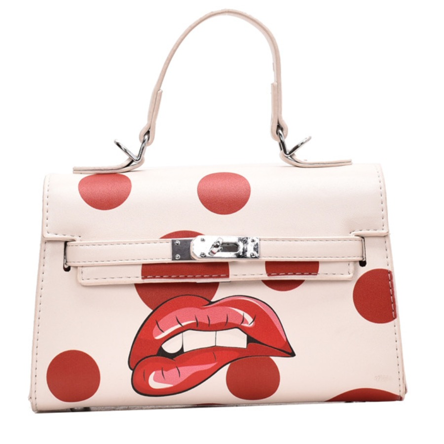 

lovely Trendy Lip Print White Messenger Bag