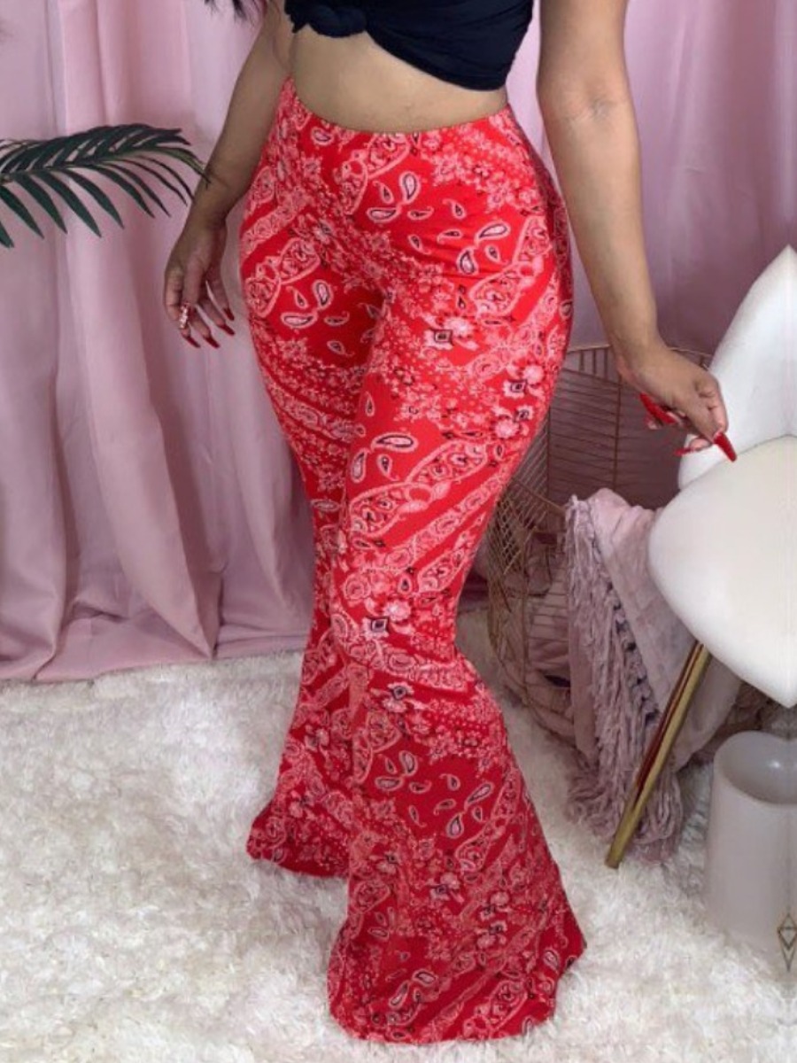 

lovely Casual Print Red Pants