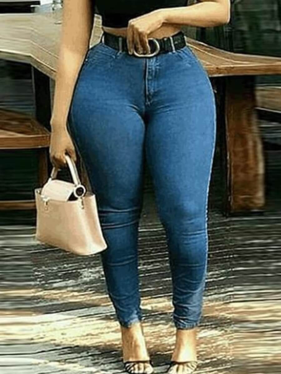

lovely Trendy Basic Skinny Deep Blue Jeans