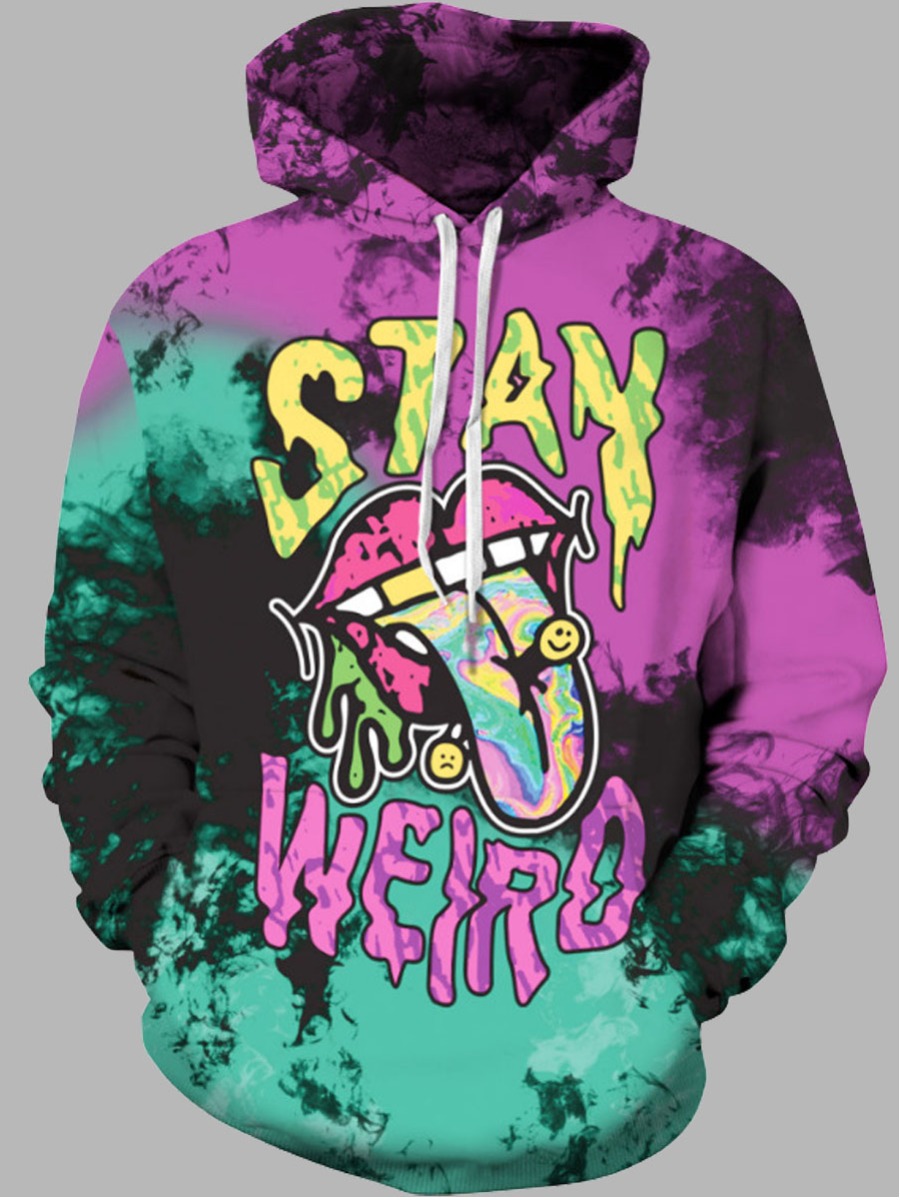 

lovely Street Hooded Collar Cartoon Print Multicolor Men Hoodie, Multi