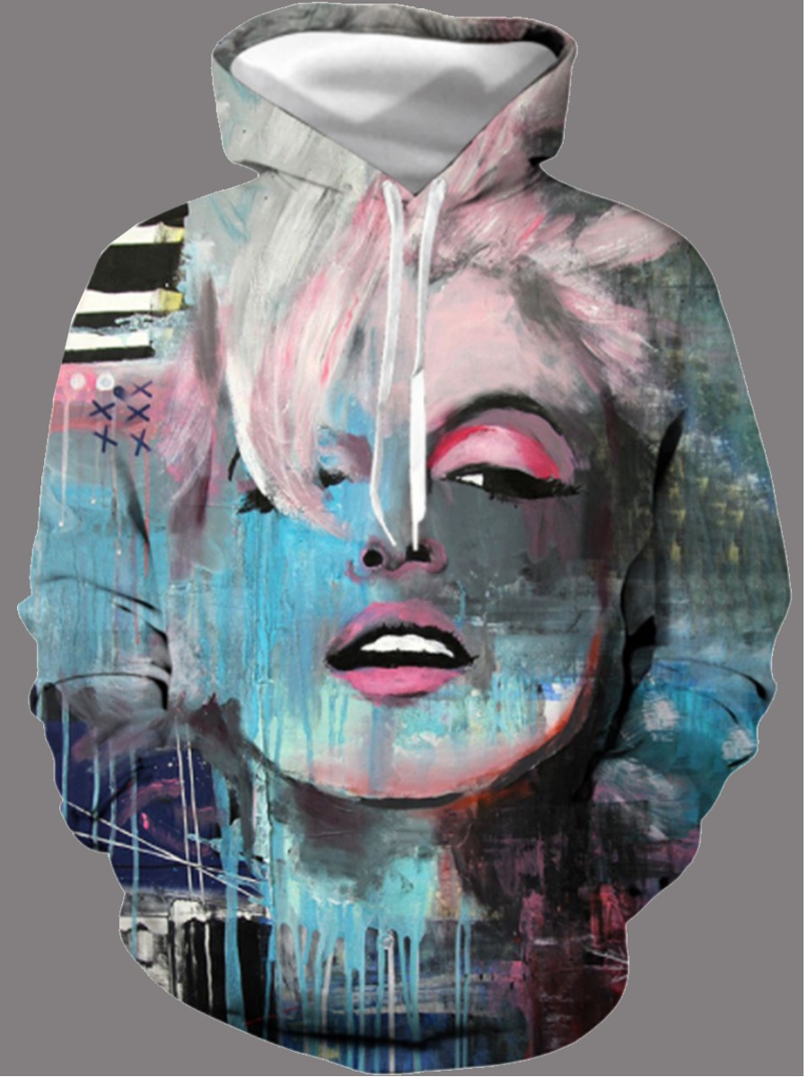 

lovely Street Hooded Collar Print Multicolor Men Hoodie, Multi
