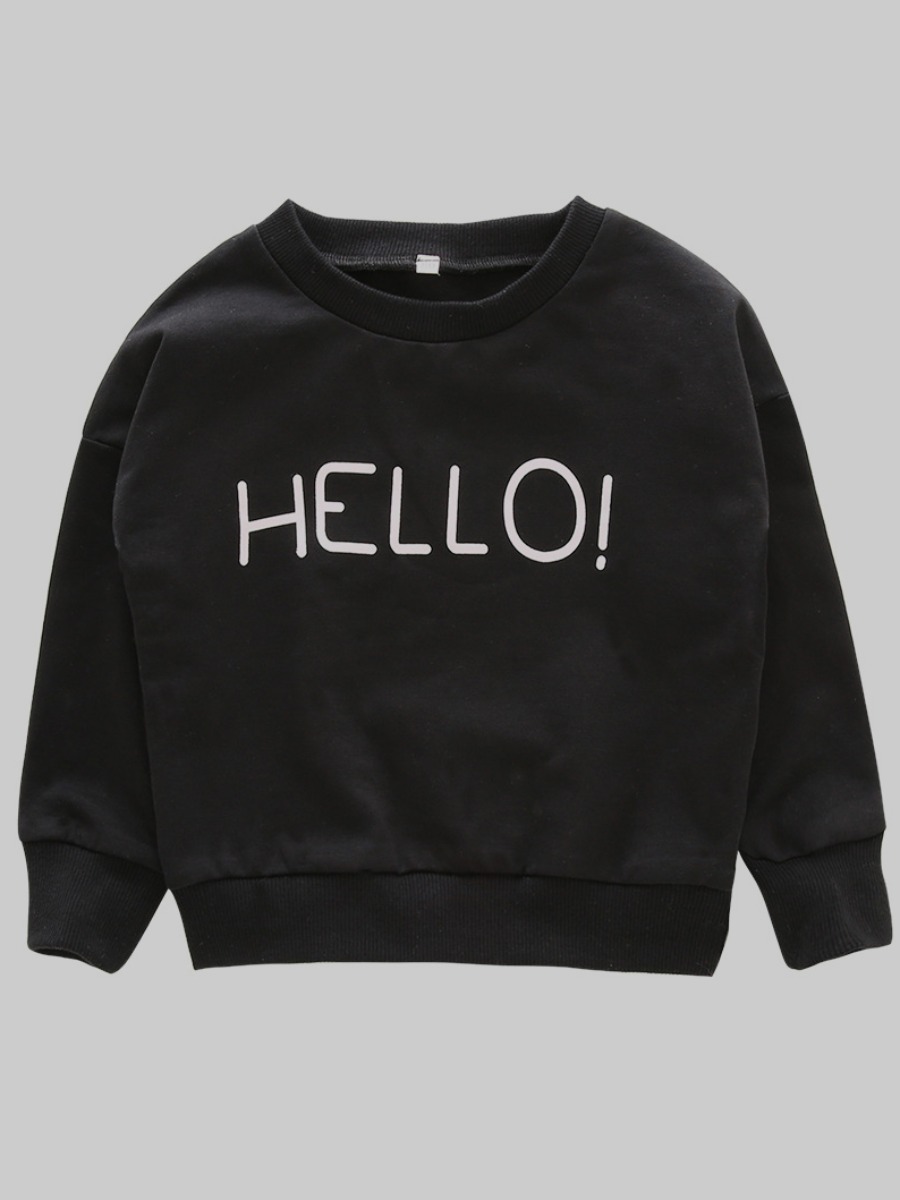 

lovely Casual O Neck Letter Print Black Boy Hoodie