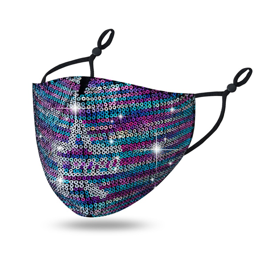 

lovely Sequined Multicolor Face Mask, Multi