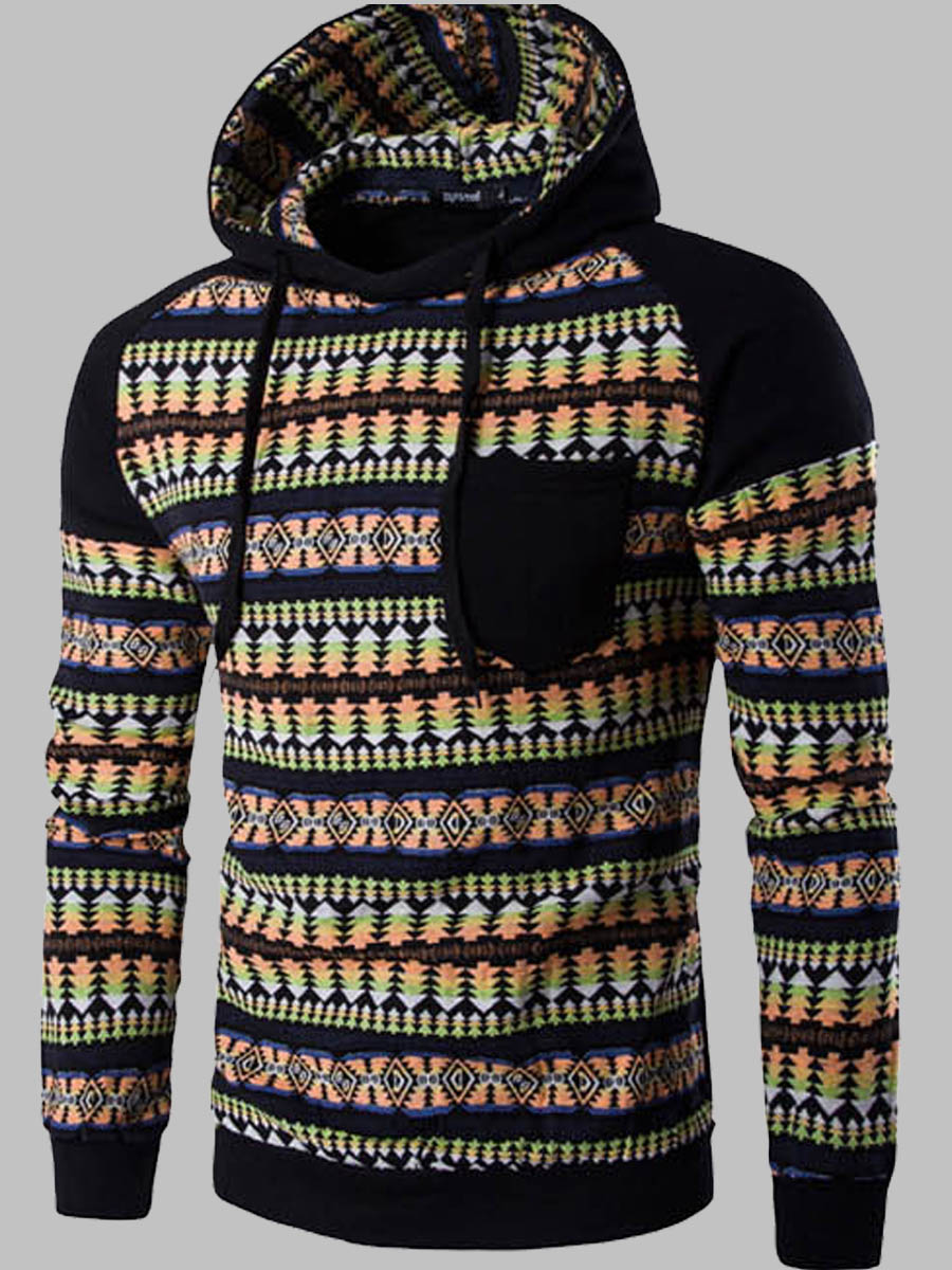 

lovely Casual Hooded Collar Striped Black Men Hoodie
