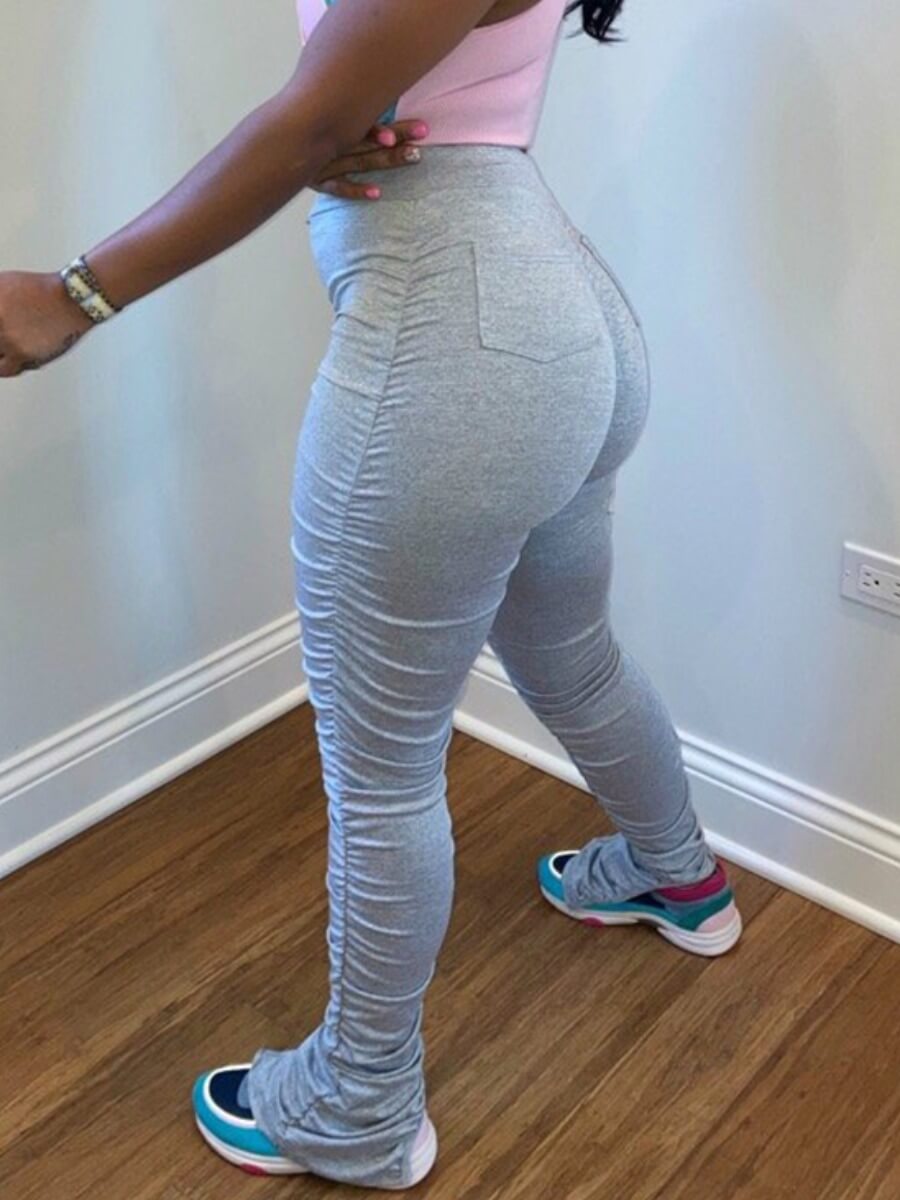 

Lovely Street Fold Design Grey Pants