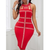 lovely Sexy Hot Drilling Decorative Red Knee Lengt