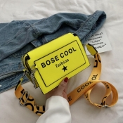 Lovely Stylish Letter Print Yellow Crossbody Bag